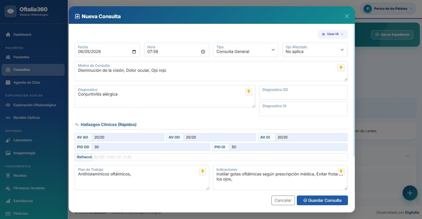 Interface Principal - Oftalia 360